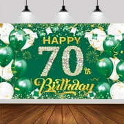 Green Gold 70th Happy Birthday Backdrop,Green Gold Happy Birthday Photography Background Banner for Birthday Party Backdrop for Men Women Birthday Party Supplies Decoration